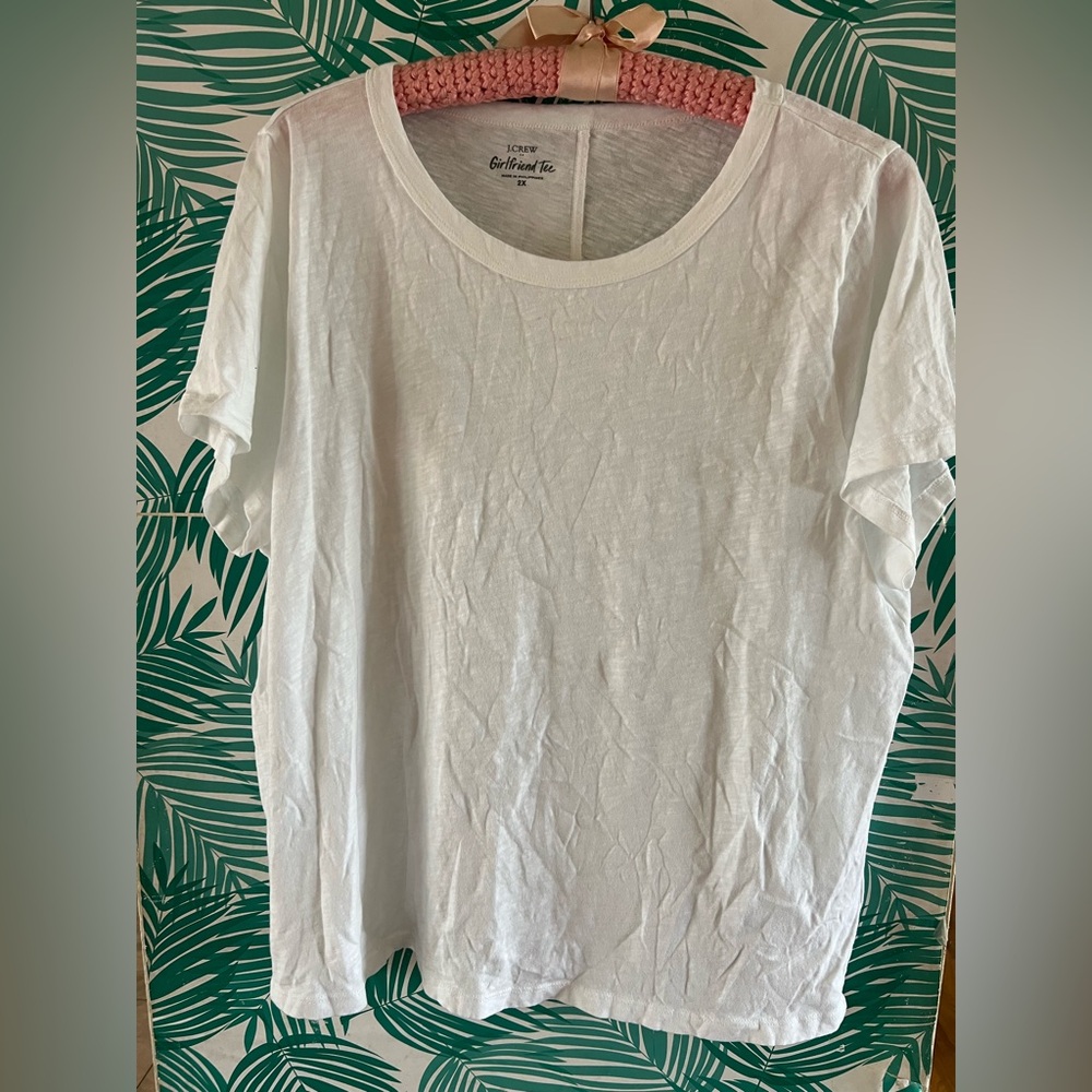 J.Crew Girlfriend relaxed white Tee 100% cotton sz 2X